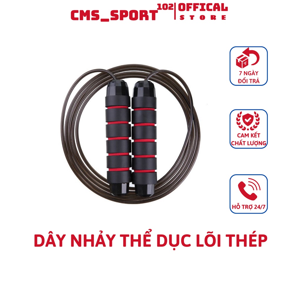 Dây nhảy giảm cân đốt mỡ bụng lõi thép có tạ đàn hồi tốt dài 2.9m tập thể dục gym muay thái tại nhà CMS