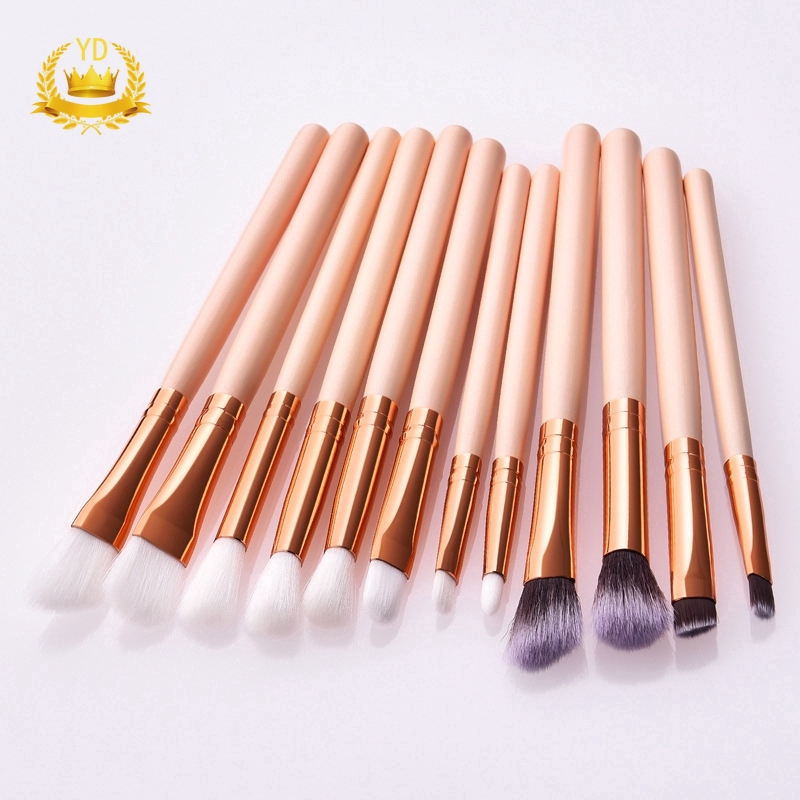 [Hàng mới về] Bộ 12 cọ trang điểm tay cầm gỗ tiện dụng