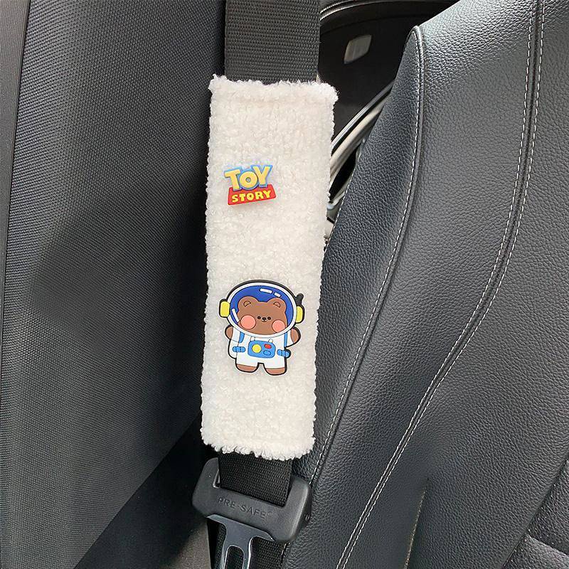 Safety Belt Shoulder Pad Lambswool Cute Car Car Interior Set Cartoon Car Safety Belt Protective Case for Women VWXk