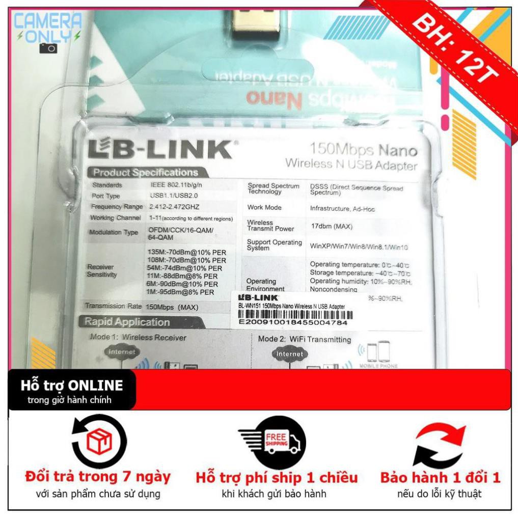 [BH12TH] USB thu wifi LB-Link W151 150Mbs siêu nhỏ ( bằng đầu thu chuột không dây)