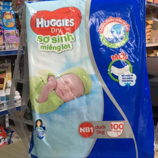 Bỉm Miếng lót sơ sinh Huggies Newborn 1 -100 miếng,Newborn 2-60 miếng