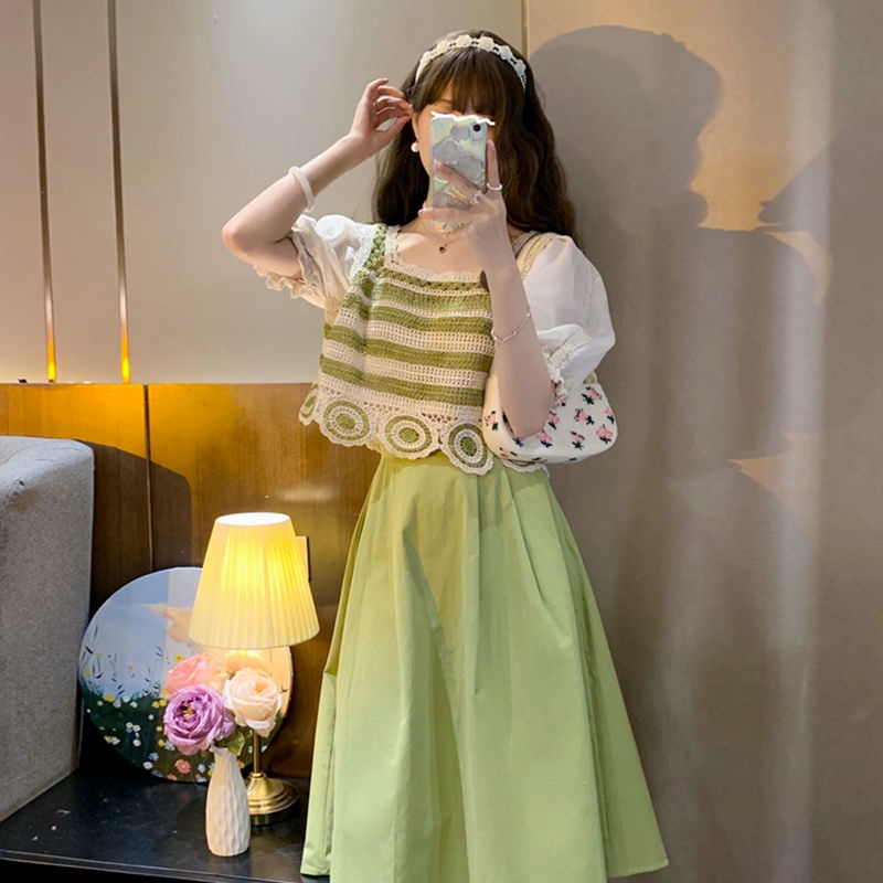 Bộ Áo + Chân Váy Thời Trang Mùa Hè Pháp 2022 Dành Cho Nữ