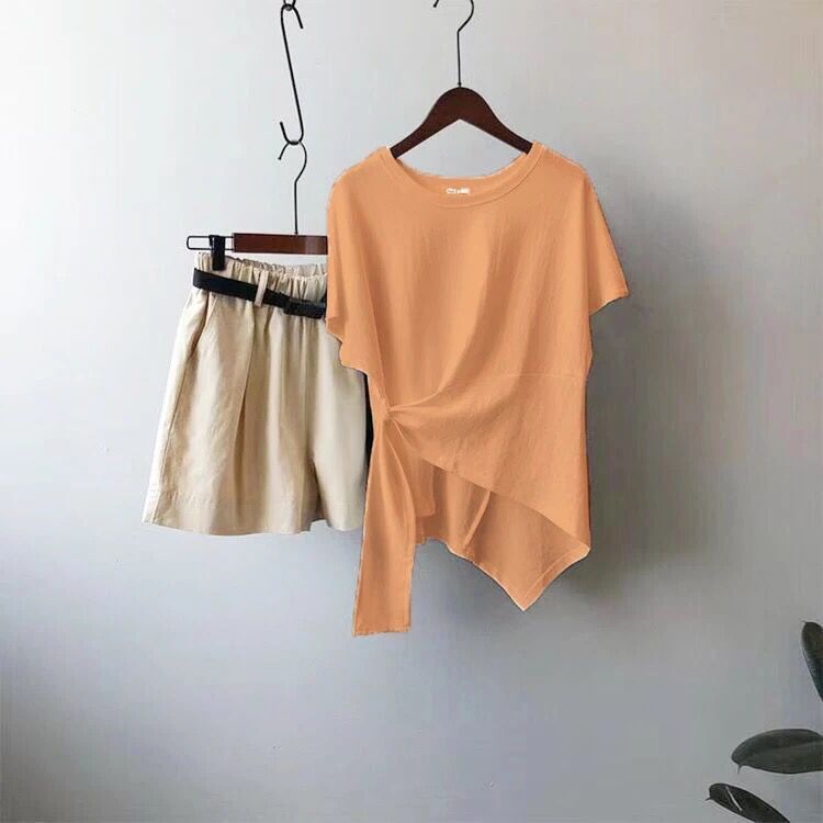 Áo Thun Nữ Tay Lửng Thắt Dây Phong Cách Hàn Quốc Mới