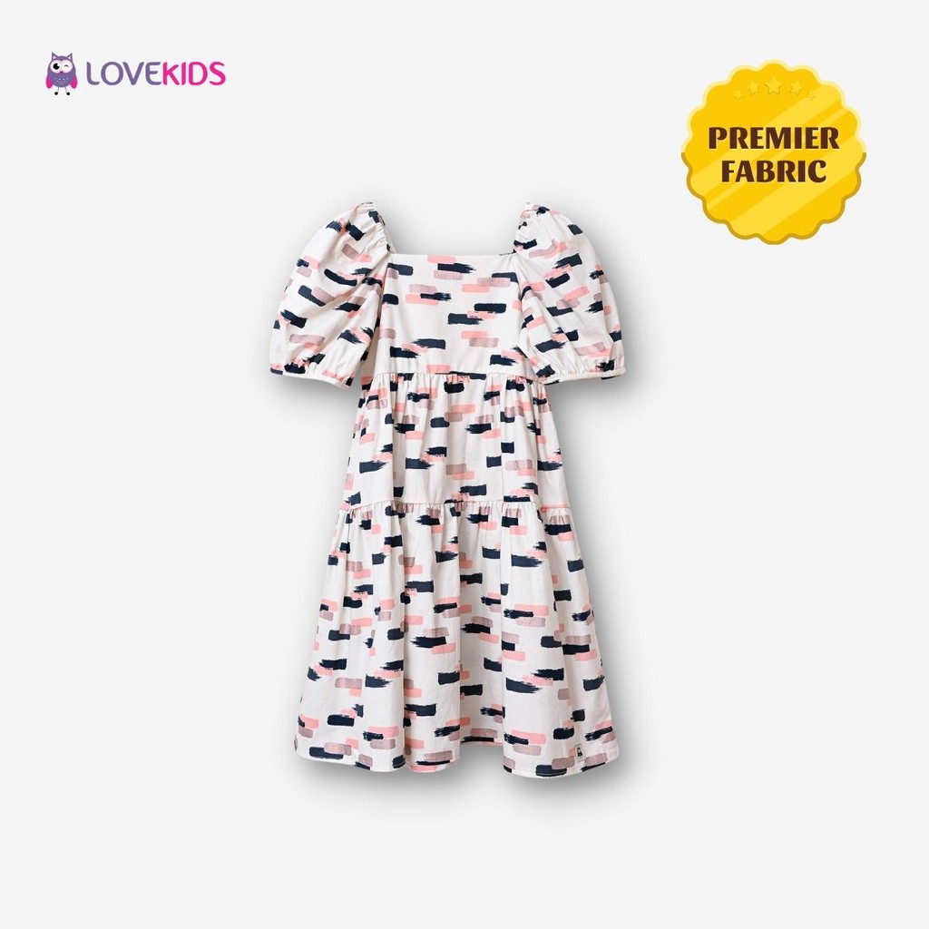 Váy bé gái Cotton hữu cơ cao cấp tay bồng Phiên bản giới hạn váy cho bé từ 6-12 tuổi LOVEKIDS