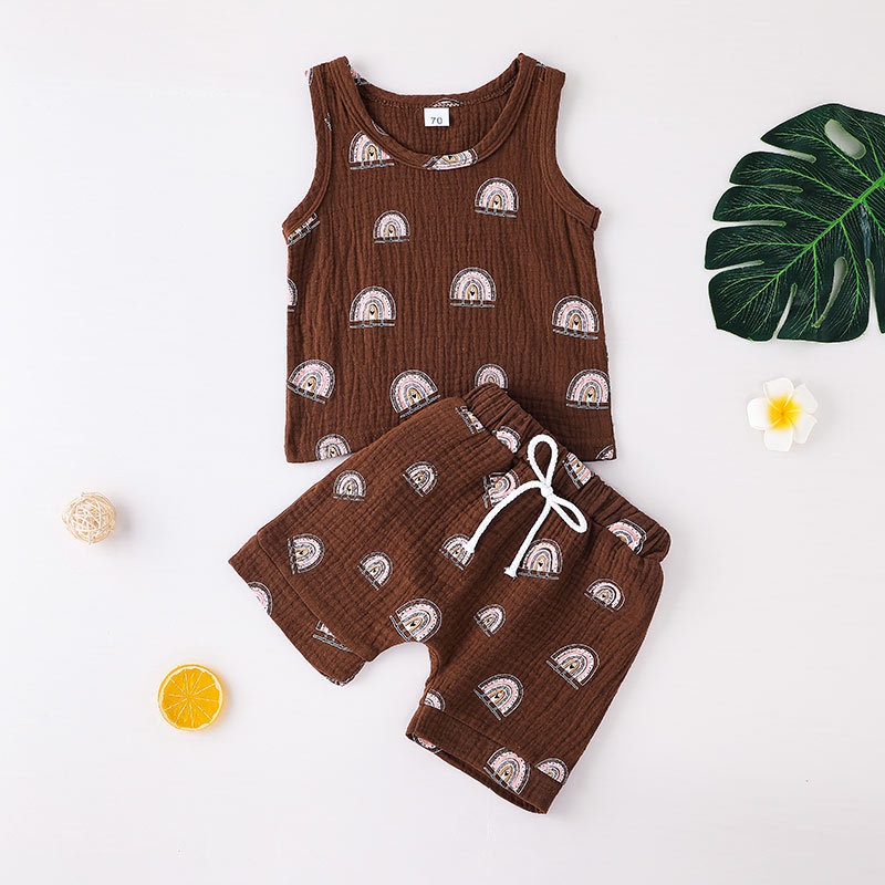 Combo bộ đồ bé gái 6 Tháng - 4 tuổi không tay áo croptop quần đùi set thời trang cho bé trẻ em sơ sinh