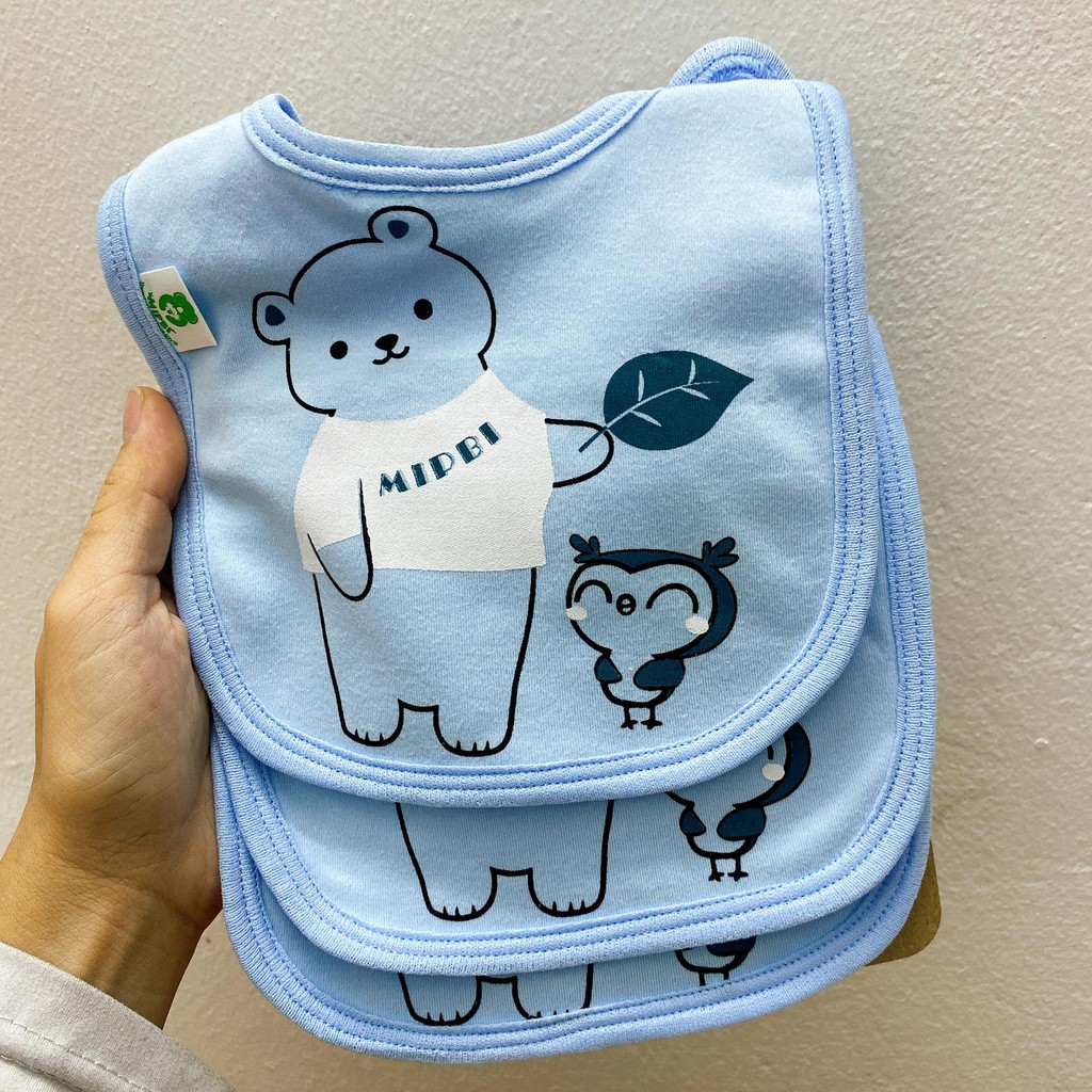 Set 3 Yếm Vuông MIPBI Cotton 100% Cho Bé Sơ Sinh Đến 2 Tuổi