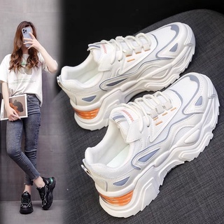 Giày thể thao nữ VIỀN PHẢN QUANG phối lưới Gót Cam Xanh