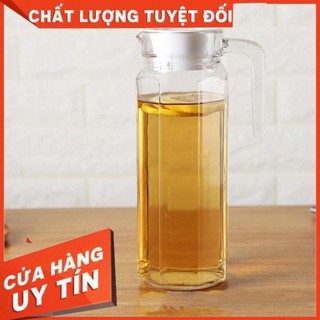 Bình đựng nước thủy tinh lục lăng trắng 1000ml,bình thủy tinh đựng nước cao cấp