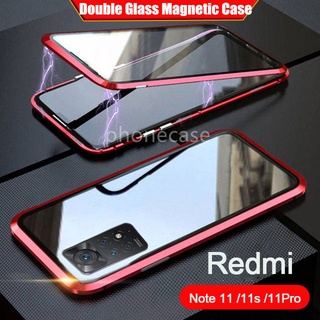 Ốp Điện Thoại Kính Cường Lực Hai Mặt Phối Khung Kim Loại Từ Tính Chống Sốc Cho Xiaomi Redmi Note 11 11s pro Note11 4G 5G