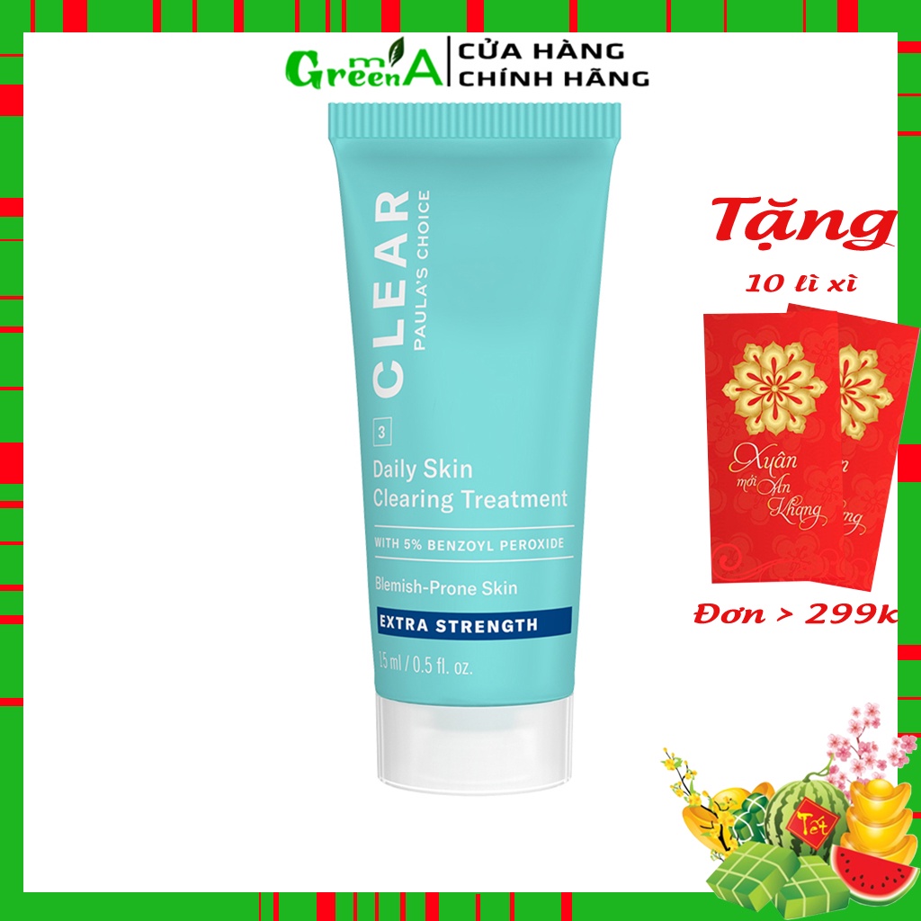 Chấm Mụn Paula’s Choice Clear Extra Strength Daily Skin 5% Benzoyl Peroxide Mini 15ml Giảm Sưng Đỏ Mụn Trứng Cá Ngừa Mụn