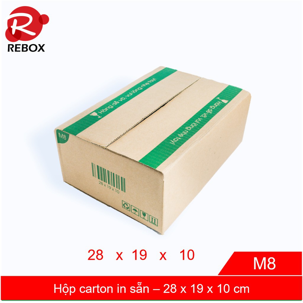 Hộp 28x19x10 cm - 20 hộp carton in sẵn giá rẻ siêu dày Rebox