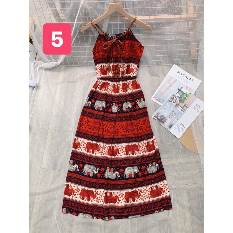 Đầm maxi hoạ tiết thổ cẩm siêu tôn dáng | BigBuy360 - bigbuy360.vn