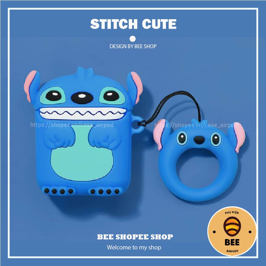 Case Airpods Vỏ bao Tai Nghe Airpod Nhân Vật Hoạt Hình Stitch Cho Airpod 1 2 Pro Bằng Silicon Dẻo Siêu Cute - BEE SHOP