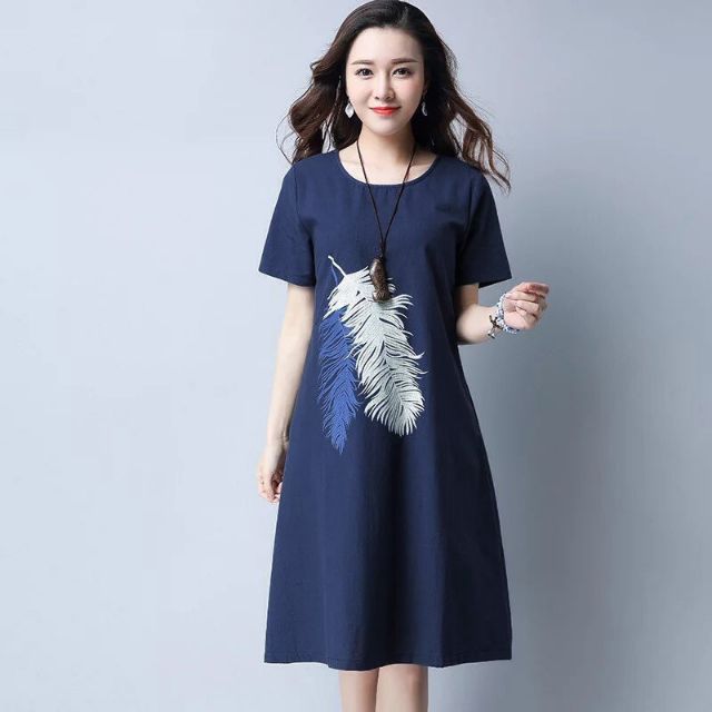 Đầm suông in công nghệ cao