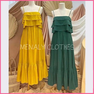 Váy maxi đi biển 2 dây xếp ly dáng xòe đuôi cá qua gối MV084