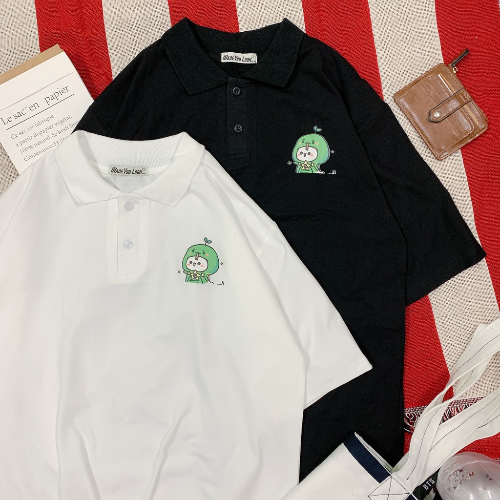 Polo Áo thun Tay Lỡ Form Rộng in KHỦNG LONG ulzzang freesize UNISEX