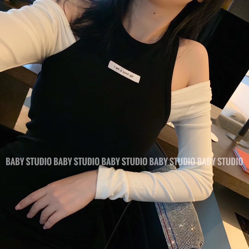 Váy body cotton trễ vai dài tay | BigBuy360 - bigbuy360.vn