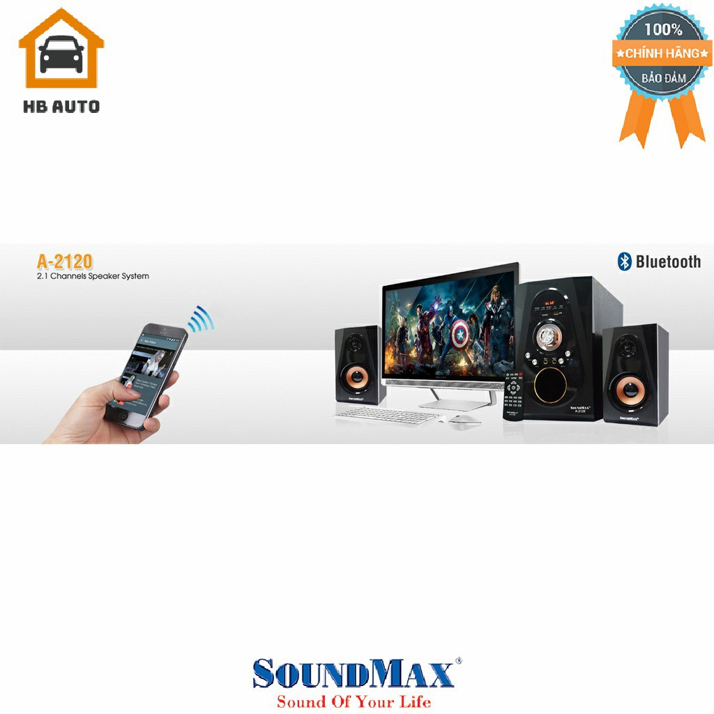 Loa Karaoke Bluetooth Soundmax A2120 2.1 60W RMS Đen Hàng chính hãng