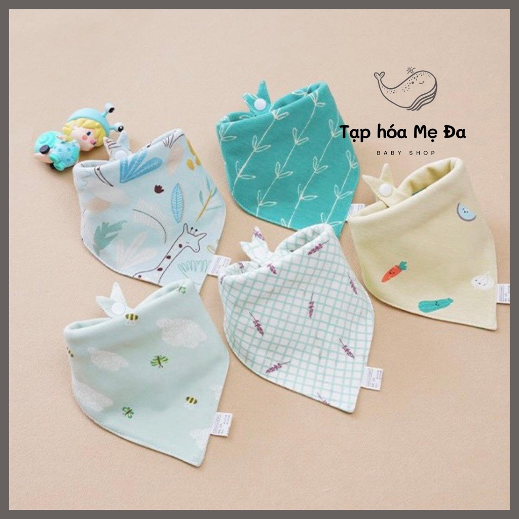 [Ảnh thật] Yếm tam giác hoạ tiết xinh xắn 100% cotton chống thấm cho bé (Mẫu động vật)