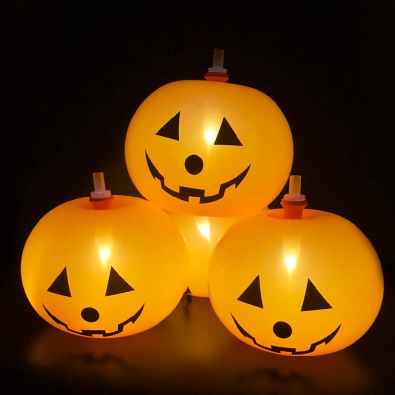 Bong Bóng Latex Hình Bí Ngô Phát Quang Trang Trí Halloween