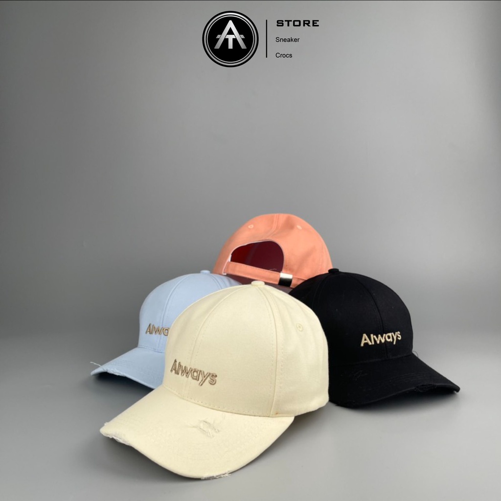 Mũ lưỡi trai rách thêu chữ form unisex