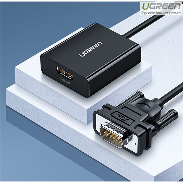 Cáp Chuyển VGA sang HDMI + Audio 3.5mm Ugreen 60814- Hàng chính hãng bảo hành 18 tháng