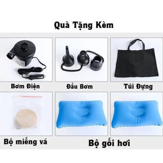 Đệm hơi ô tô chất nhung ✔COBOO 2 gối, bộ bơm điện, túi đựng, miếng vá dự phòng✔ an toàn cho gia đình , đảm bảo sức khỏe