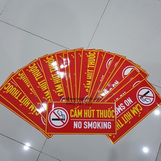SALE OFF - Bảng cấm hút thuốc in decal dán kích thước 15 x 40