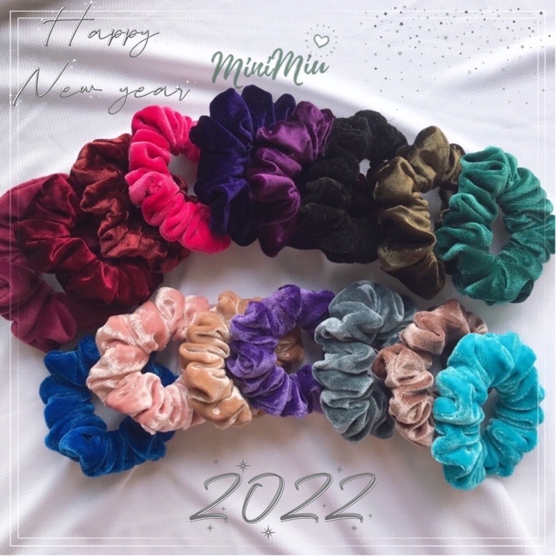 Dây buộc tóc nữ Scrunchies trơn SIZE SMALL vải nhung mềm mịn, dây cột tóc nhung bản 2CM độ nhún dày- Minimiu