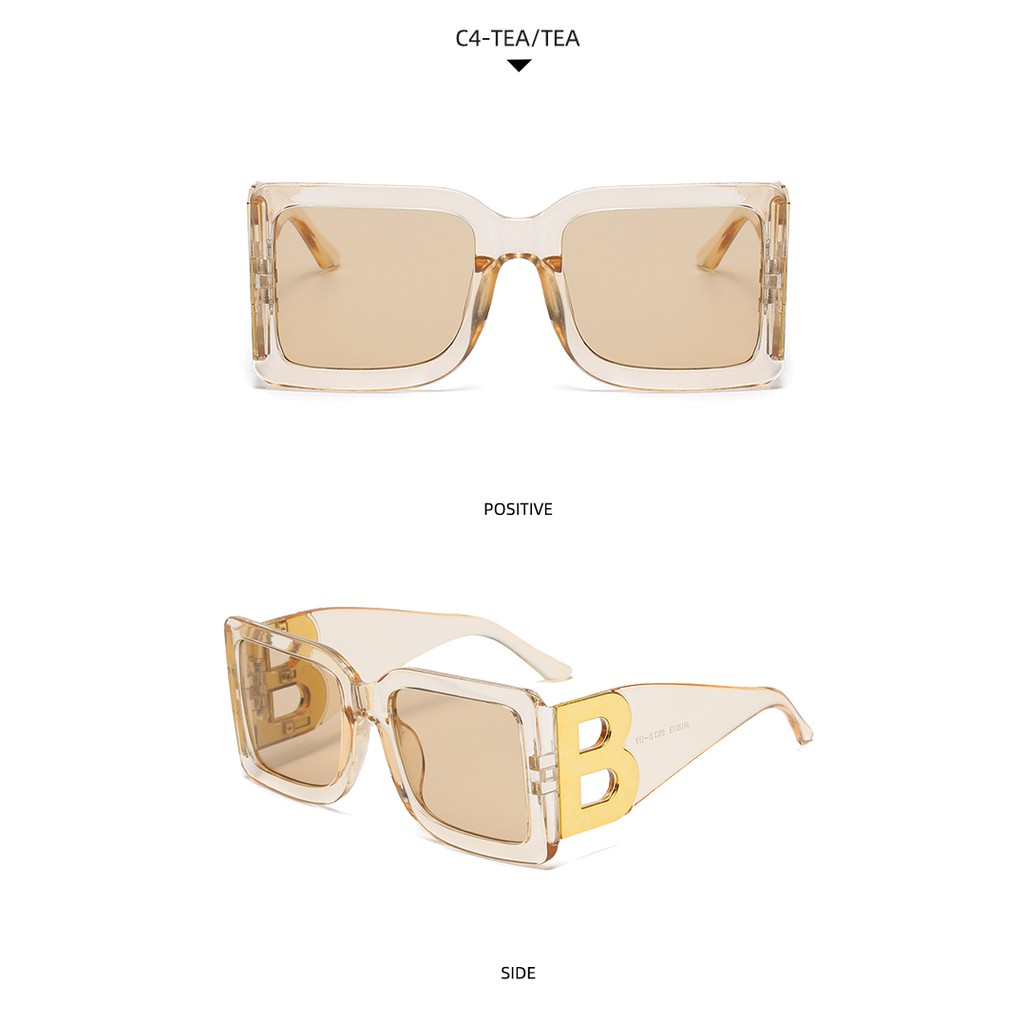 Kính Mát Gọng Vuông Lớn Phong Cách Âu Mỹ Thời Trang 2021 Chống Tia UV Cho Nam Và Nữ