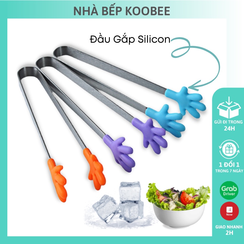 Kẹp gắp thức ăn đồ nóng Silicon chịu nhiệt KOOBEE - Kẹp gắp đá đồ nướng salad đồ ăn dặm cho bé