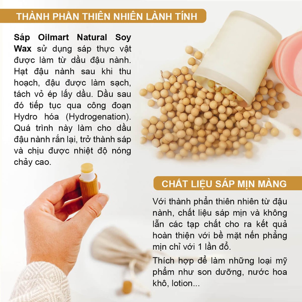 Sáp Đậu Nành Làm Nến Thơm Oilmart Natural Soy Wax