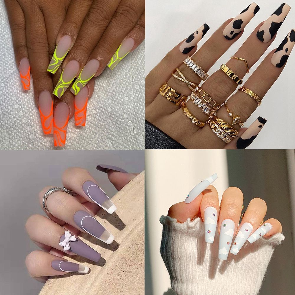 [Hàng mới về] Hộp 24 móng tay giả che phủ toàn diện có thể tháo rời thiết kế tiện dụng