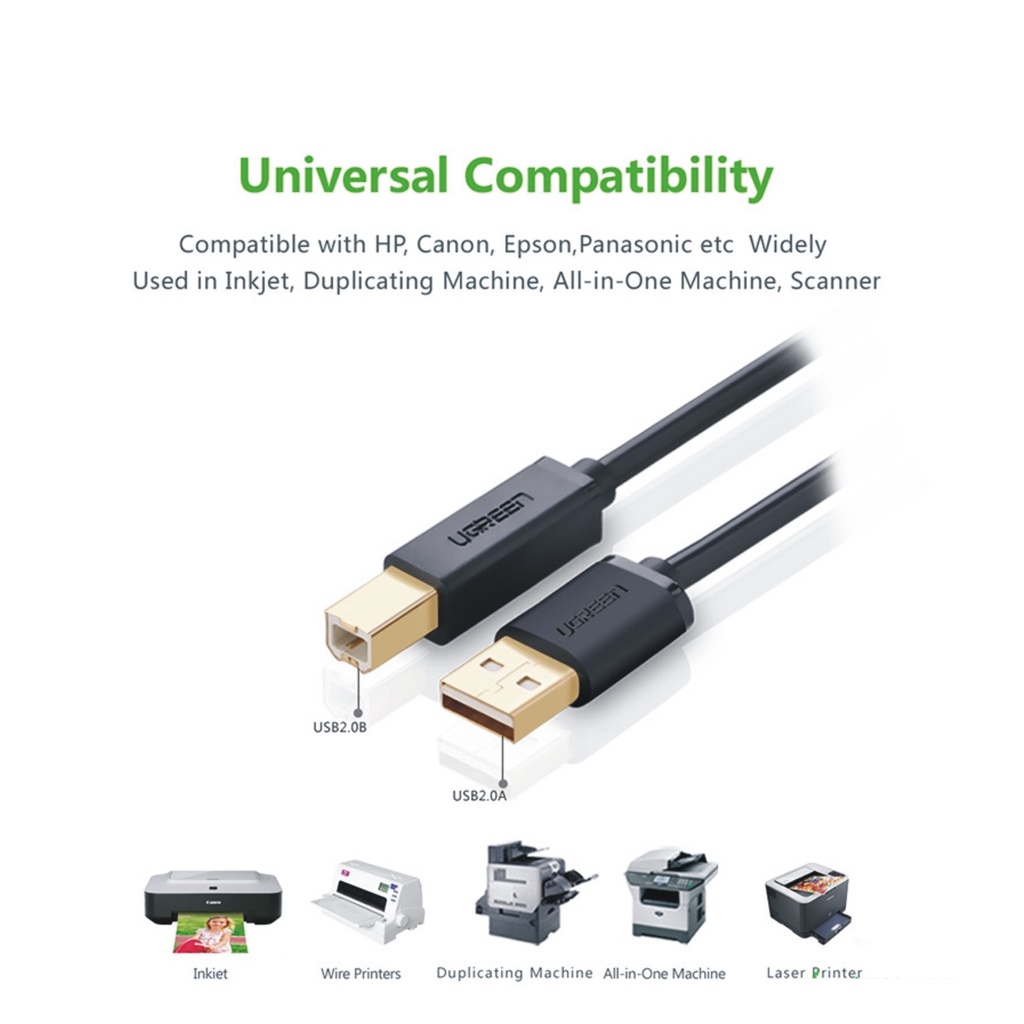 Cáp máy in USB 2.0 Ugreen 10350 10351 10352 20846 20847 US 135