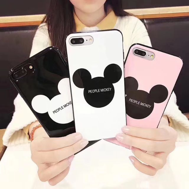 Ốp lưng iPhone 6/6plus Mickey mặt kính viền dẻo