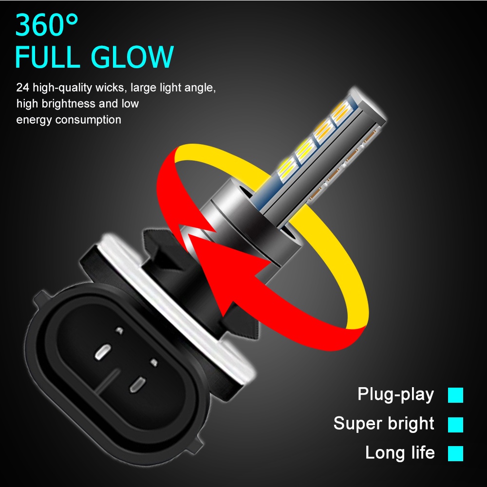 2 cái 24LED Đèn sương mù LED màu kép cho ô tô H27 Bóng đèn LED 881 880 LED Đèn sương mù
