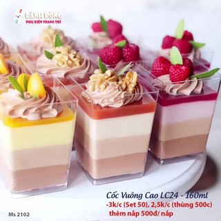 50 Cốc đựng Bánh Mousse Tiramisu Hộp Mousse Vuông B108 Cốc Vuông Lớn 5550 Vuông Cao LC24