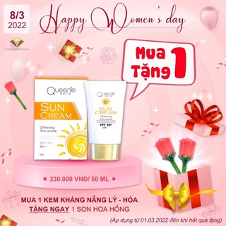 Kem chống nắng 🚛FREESHIP🚛 Chống Nắng Lý-Hóa Queenie Skin 50ml - SPF 50+++, nhanh thẩm thấu, bổ sung độ ẩm cho da