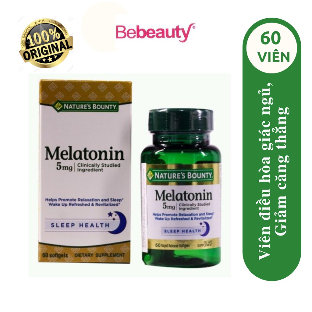 ĐIỀU HÒA GIẤC NGỦ, GIẢM CĂNG THẲNG NATURES BOUNTY MELATONIN HỘP 60 VIÊN | BigBuy360 - bigbuy360.vn