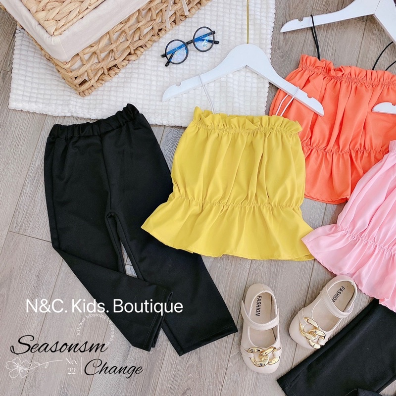 Xả Set áo nhún dây cho bé gái