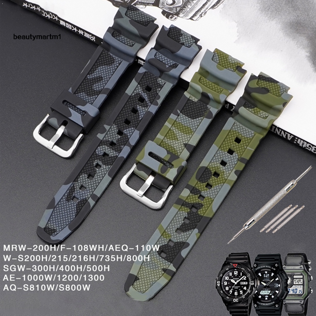 Dây Đeo Họa Tiết Rằn Ri Chống Mồ Hôi Thoáng Khí Thay Thế Cho Đồng Hồ Casio AQ-S810W AQ-S800W SGW-300H SGW-400H Beautymartm1