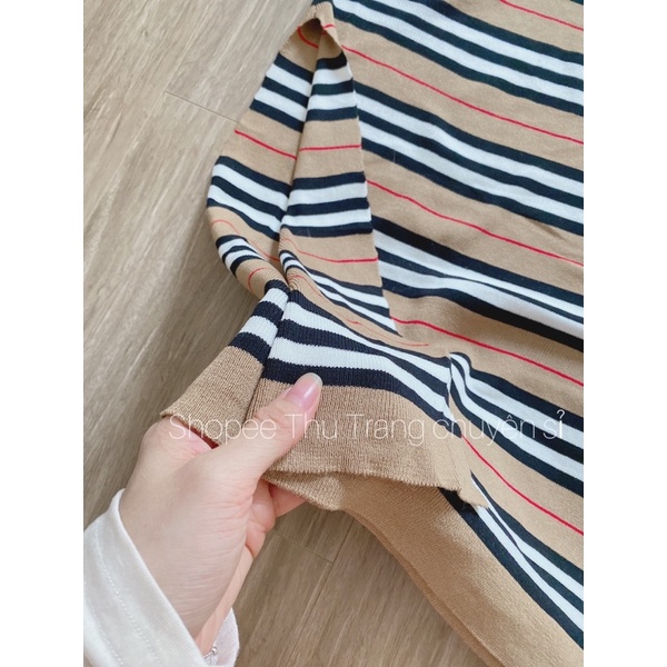 VÁY LEN SUÔNG KẺ NÂU B B R DÁNG DÀI