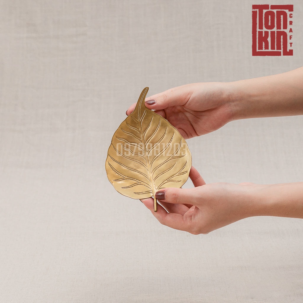Bộ đĩa, khay lá bồ đề bằng đồng, đĩa đồng, đĩa đựng trầu, hoa quả, bánh kẹo, khay đồng