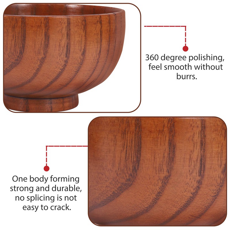 Bộ 4 Bát Ăn Cơm / Mì Bằng Gỗ Trơn Đường Kính 4.5 Inch 2-5 / 8 Inch Phong Cách Nhật Bản