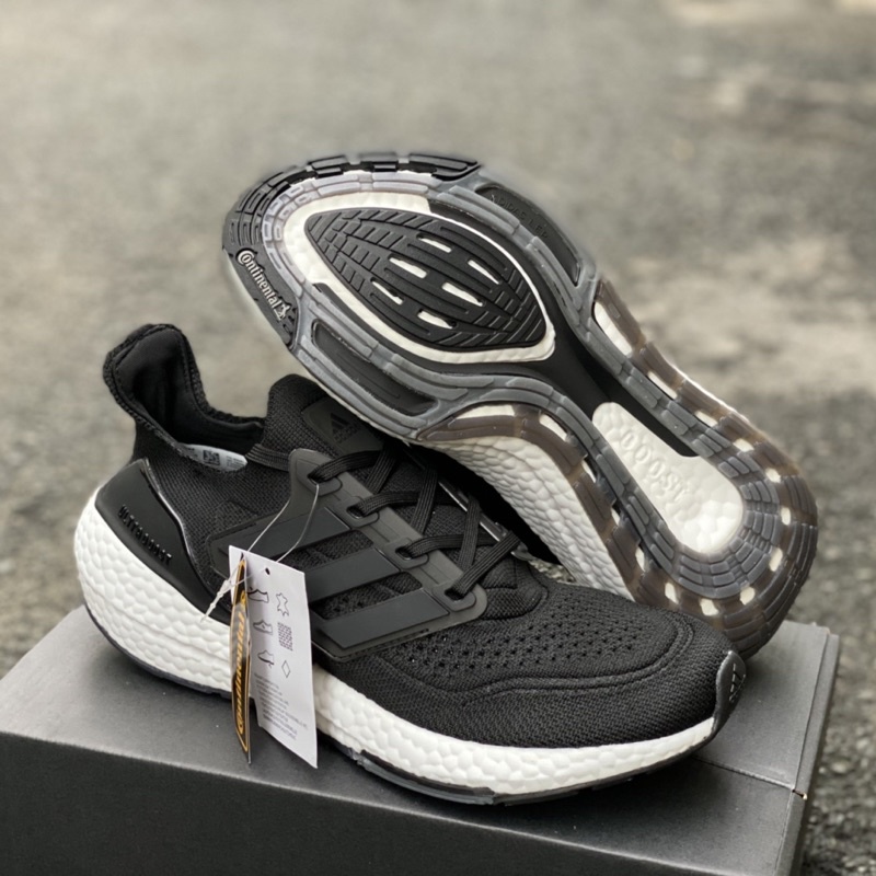 Giày ultraboost 2021 đen đế trắng nam, giầy chạy bộ