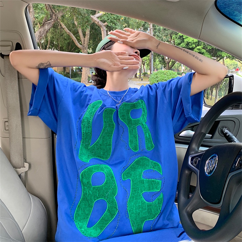 Áo Thun Tay Ngắn Dáng Rộng Thêu Họa Tiết Thời Trang Hàn Quốc Cho Nữ