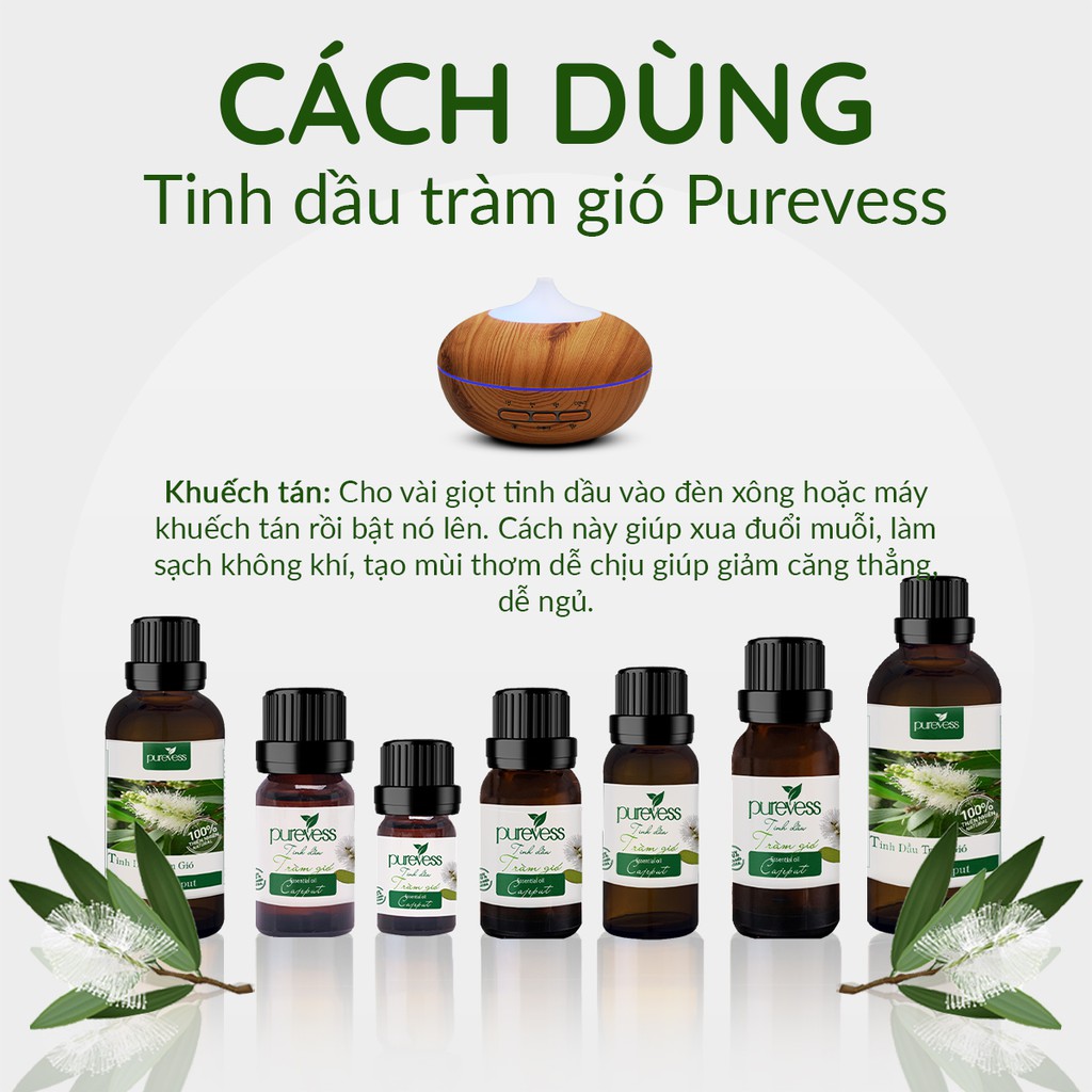 Tinh dầu Tràm Gió giúp giảm mệt mỏi PUREVESS 15ml