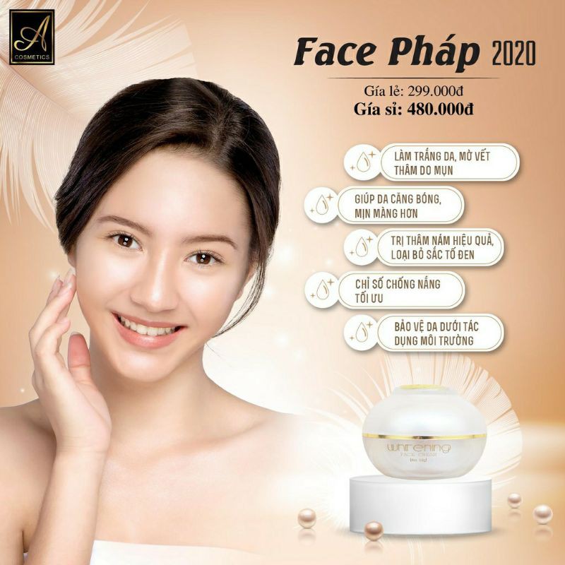 Kem Face Pháp Acosmetics - Kem dưỡng trắng da mặt - 50g - Giúp ngăn ngừa mụn, thâm nám tàn nhang,Hiệu quả chỉ sau 1 tuần