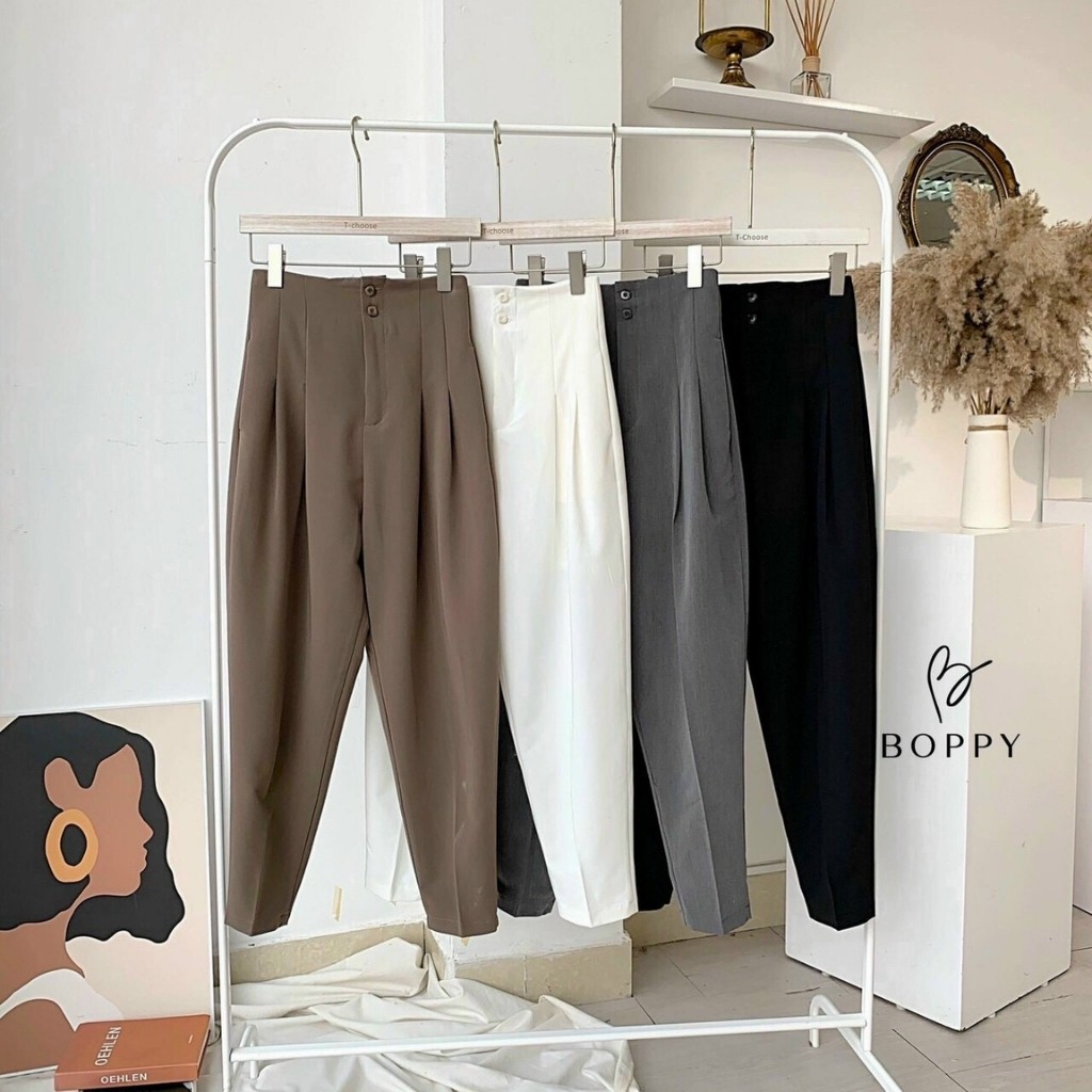 Quần Baggy Nữ Công sở cạp cao dáng thụng xếp ly 2 khuy Ulzzang Cao Cấp