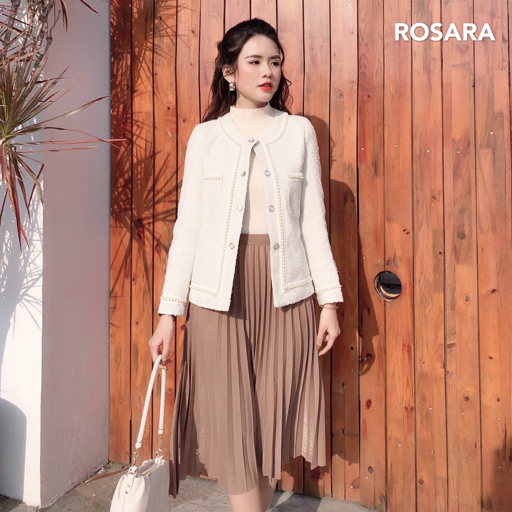 Chân váy xếp ly dài cạp chun 3 màu Rosara SP15 | BigBuy360 - bigbuy360.vn